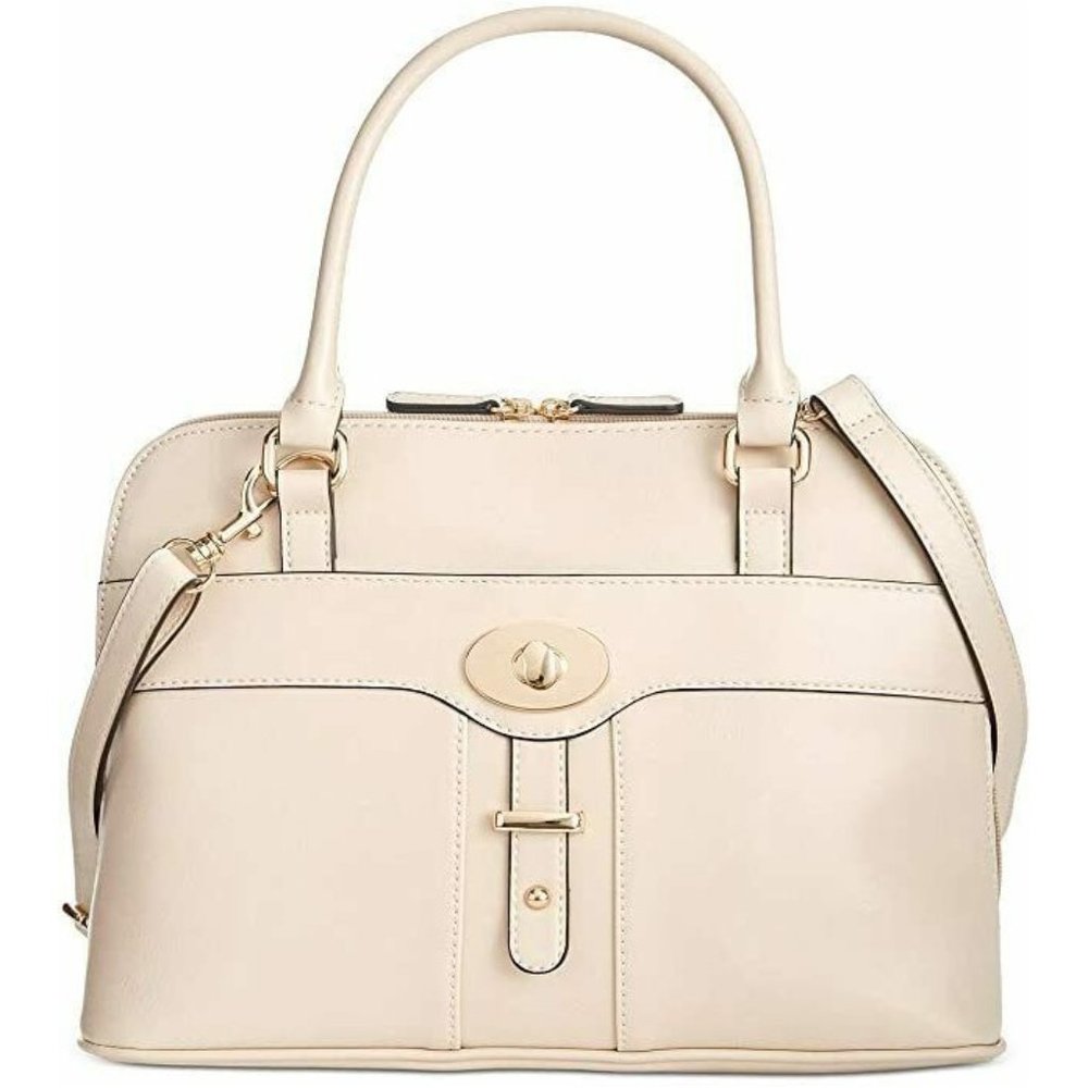 Giani Bernini Turn-Lock Glazed Dome Ivory Satchel